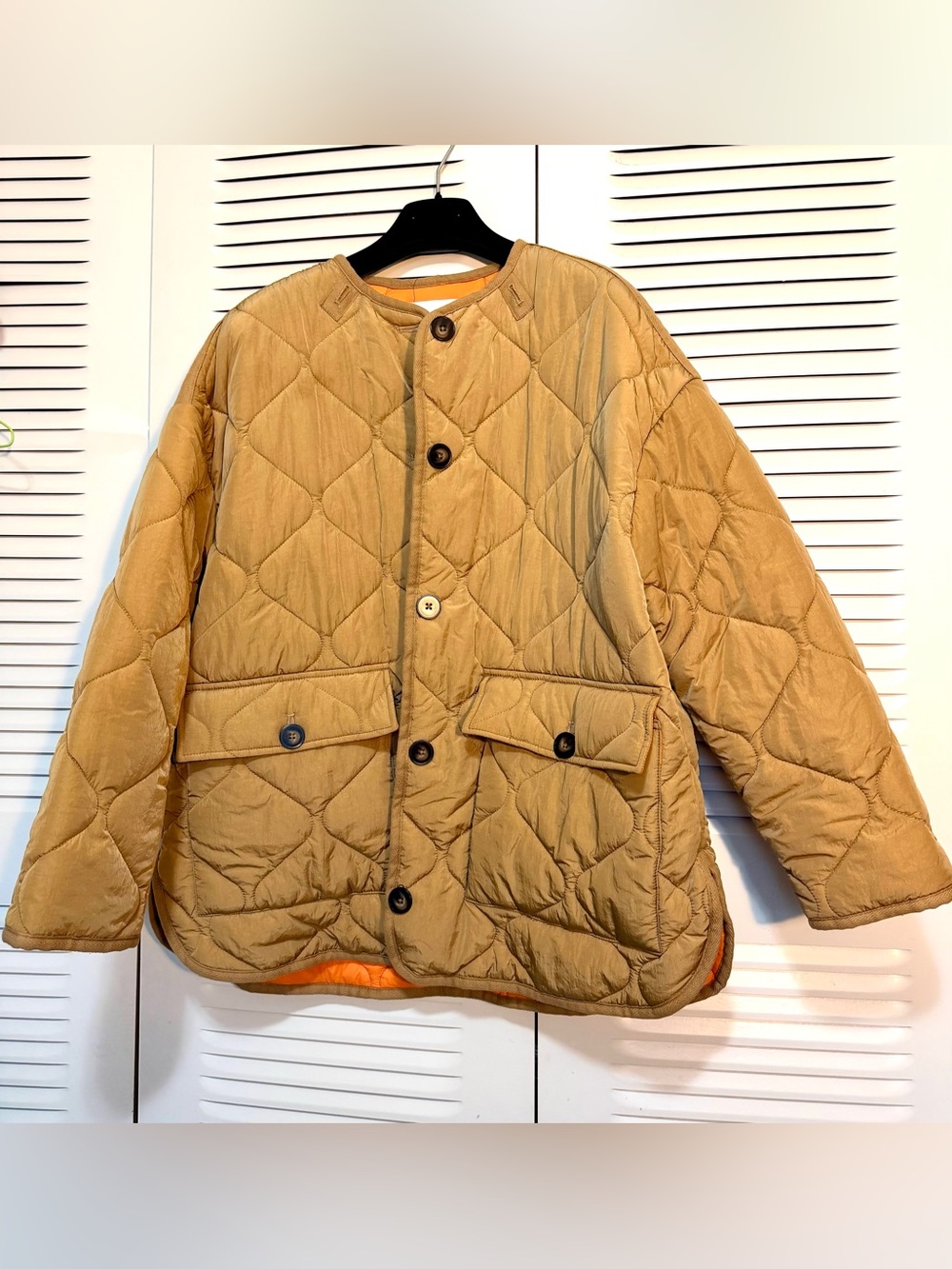ZARA Orange Quilted Puffer Jacket
